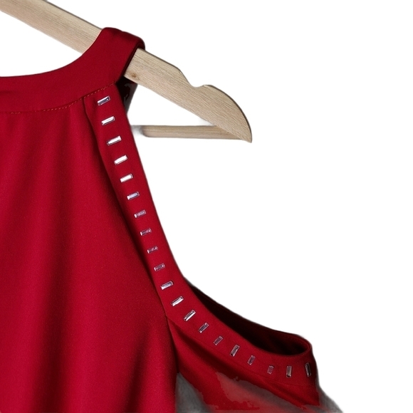 Thalia Sodi boho chic red cold shoulder SIZE 8 whimsigoth night out dress - Picture 13 of 15